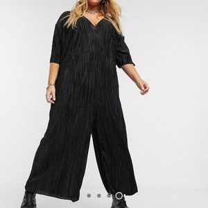 Wide leg plisse jumpsuit